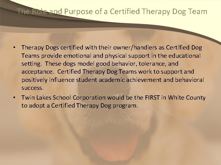 The Role and Purpose of a Certified Therapy Dog Team • Therapy Dogs certified