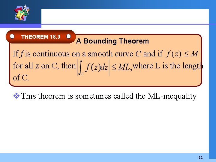 THEOREM 18. 3 A Bounding Theorem If f is continuous on a smooth curve