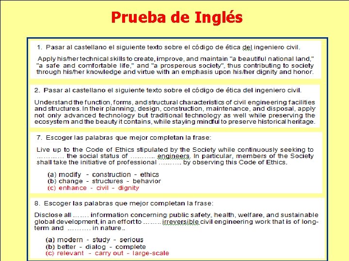 Prueba de Inglés 