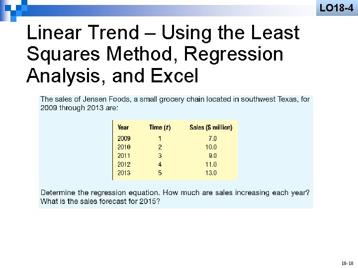 LO 18 -4 Linear Trend – Using the Least Squares Method, Regression Analysis, and