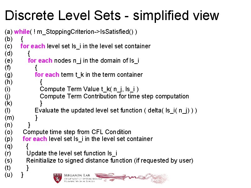 Discrete Level Sets - simplified view (a) while( ! m_Stopping. Criterion->Is. Satisfied() ) (b)