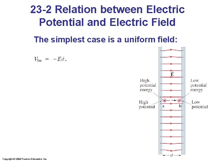 23 -2 Relation between Electric Potential and Electric Field The simplest case is a