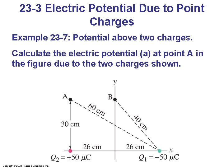 23 -3 Electric Potential Due to Point Charges Example 23 -7: Potential above two
