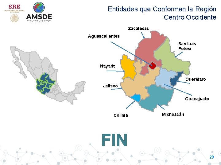 Entidades que Conforman la Región Centro Occidente Zacatecas Aguascalientes San Luis Potosí Nayarit Querétaro