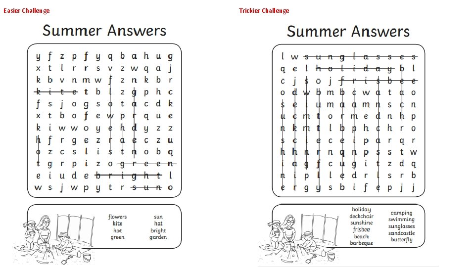 Easier Challenge Trickier Challenge 
