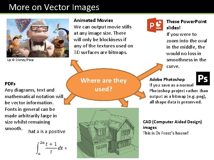  More on Vector Images Animated Movies We can output movie stills at any