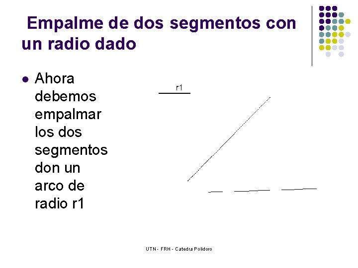 Empalme de dos segmentos con un radio dado l Ahora debemos empalmar los dos