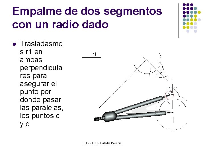 Empalme de dos segmentos con un radio dado l Trasladasmo s r 1 en