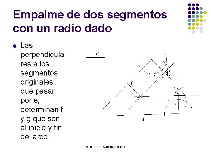 Empalme de dos segmentos con un radio dado l Las perpendicula res a los