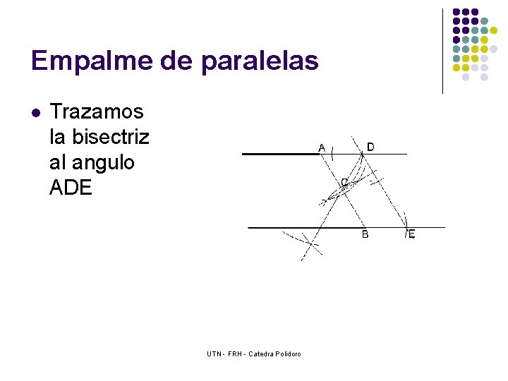 Empalme de paralelas l Trazamos la bisectriz al angulo ADE UTN - FRH -