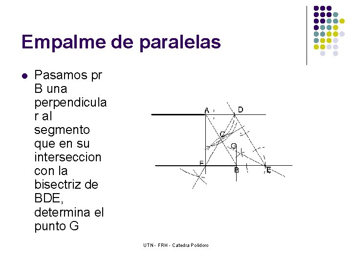 Empalme de paralelas l Pasamos pr B una perpendicula r al segmento que en