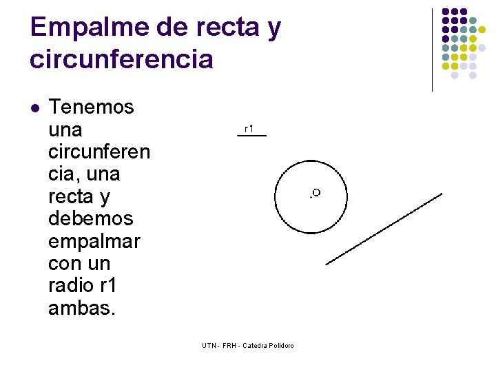 Empalme de recta y circunferencia l Tenemos una circunferen cia, una recta y debemos