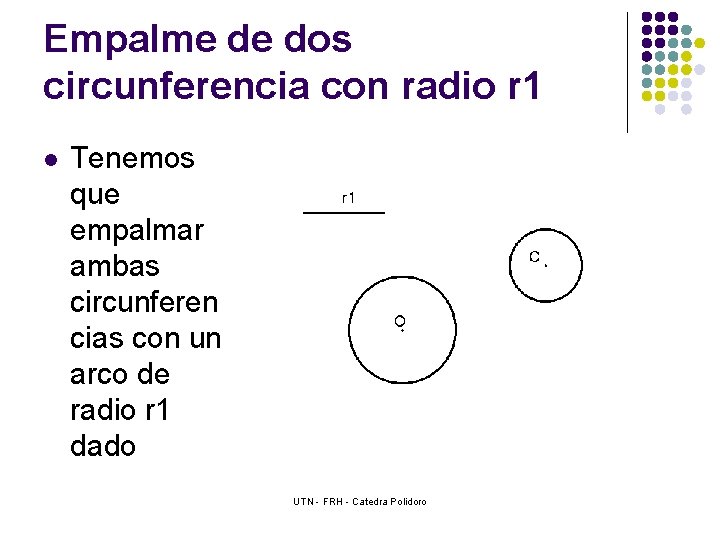 Empalme de dos circunferencia con radio r 1 l Tenemos que empalmar ambas circunferen