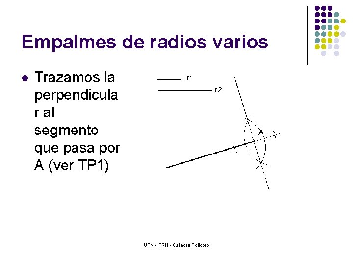 Empalmes de radios varios l Trazamos la perpendicula r al segmento que pasa por