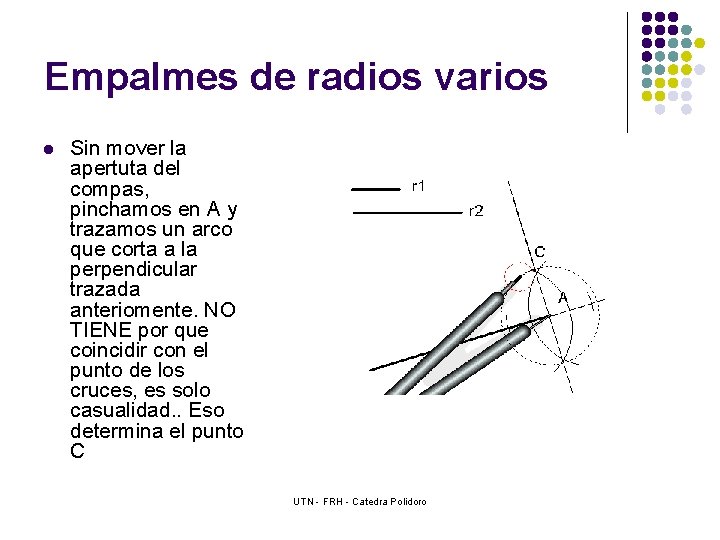 Empalmes de radios varios l Sin mover la apertuta del compas, pinchamos en A