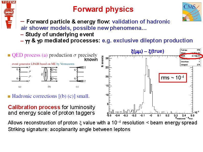 Forward physics Forward particle & energy flow: validation of hadronic air shower models, possible