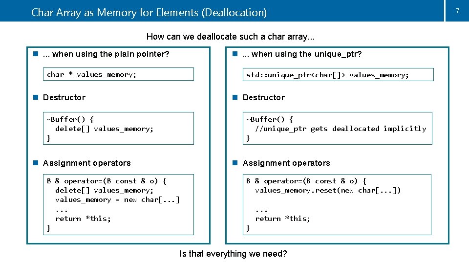 Char Array as Memory for Elements (Deallocation) How can we deallocate such a char