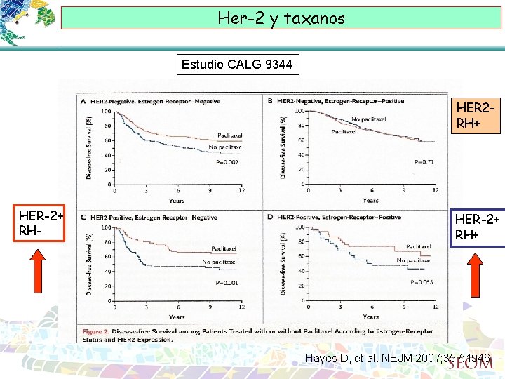 Her-2 y taxanos Estudio CALG 9344 HER 2 RH+ HER-2+ RH- HER-2+ RH+ Hayes