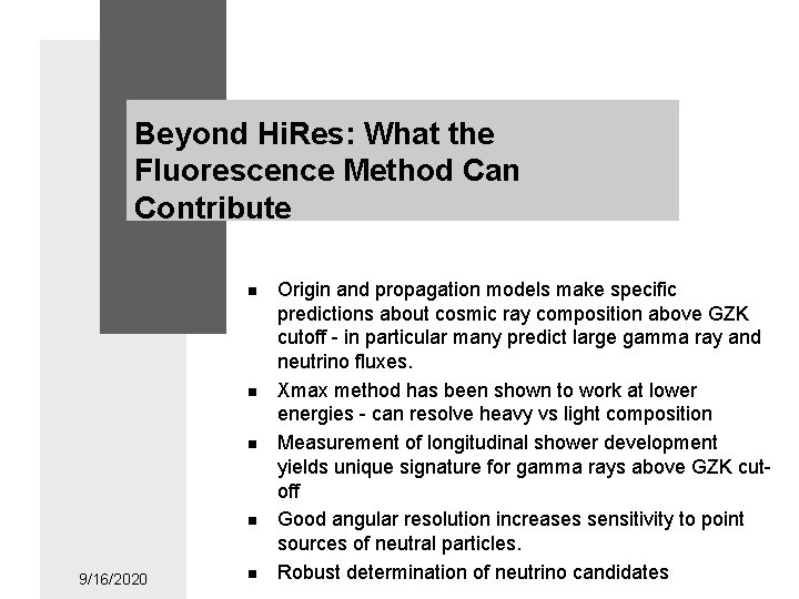 Beyond Hi. Res: What the Fluorescence Method Can Contribute n n 9/16/2020 n Origin