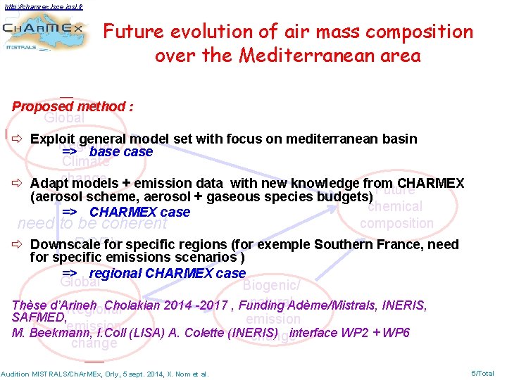 http: //charmex. lsce. ipsl. fr Future evolution of air mass composition over the Mediterranean