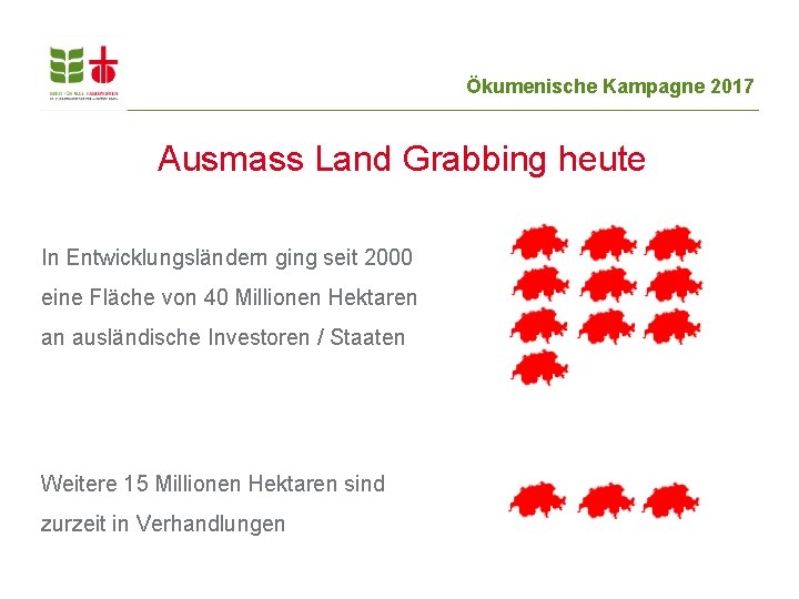 Ökumenische Kampagne 2017 Ausmass Land Grabbing heute In Entwicklungsländern ging seit 2000 eine Fläche