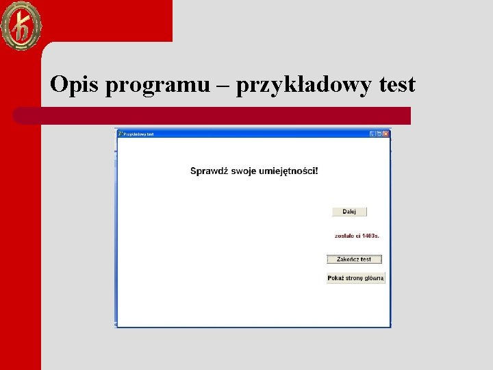 Opis programu – przykładowy test 