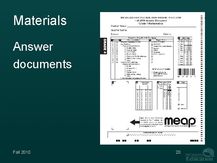 Materials Answer documents Fall 2010 20 