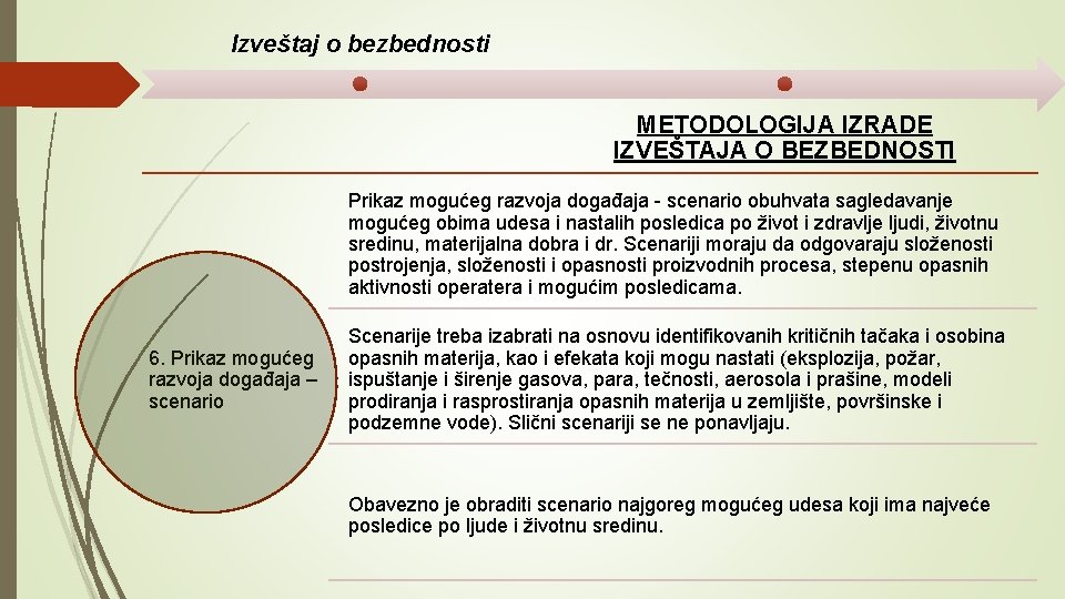 Izveštaj o bezbednosti METODOLOGIJA IZRADE IZVEŠTAJA O BEZBEDNOSTI Prikaz mogućeg razvoja događaja - scenario