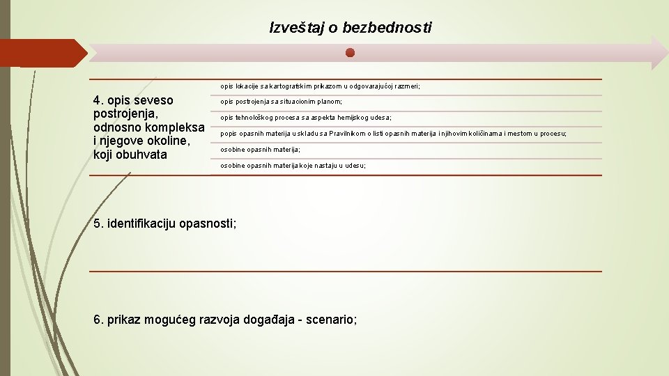 Izveštaj o bezbednosti opis lokacije sa kartografskim prikazom u odgovarajućoj razmeri; 4. opis seveso