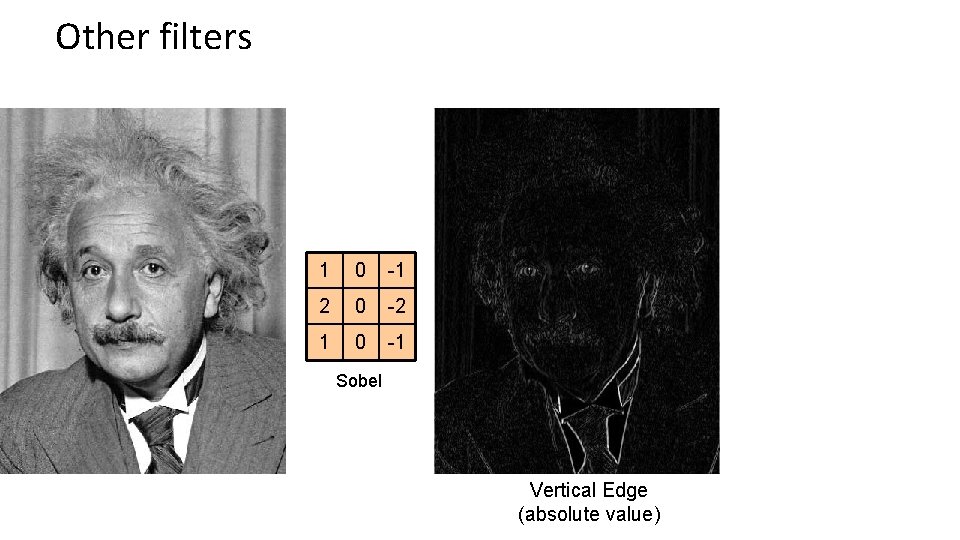Other filters 1 0 -1 2 0 -2 1 0 -1 Sobel Vertical Edge