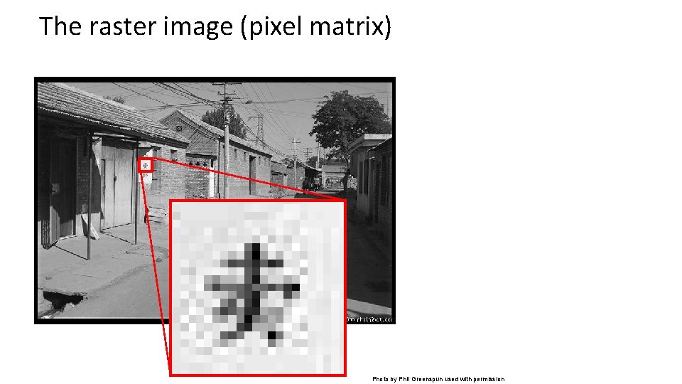 The raster image (pixel matrix) Photo by Phil Greenspun used with permission 