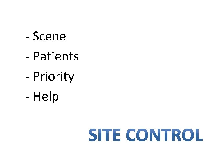 - Scene - Patients - Priority - Help - Scene - Patients - Priority - Help