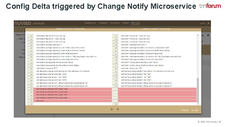 Config Delta triggered by Change Notify Microservice © 2018 TM Forum | 18 