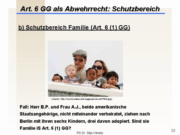 Art. 6 GG als Abwehrrecht: Schutzbereich b) Schutzbereich Familie (Art. 6 (1) GG) (Quelle: