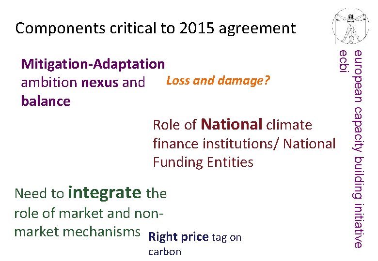 Components critical to 2015 agreement Role of National climate finance institutions/ National Funding Entities