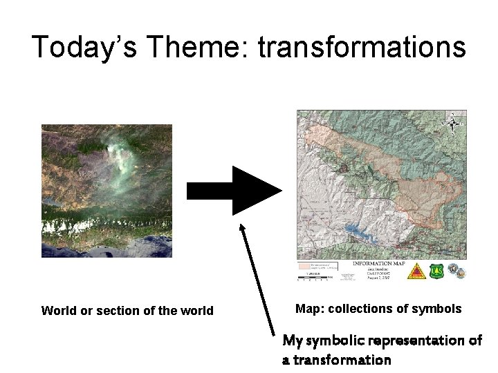 Today’s Theme: transformations World or section of the world Map: collections of symbols My