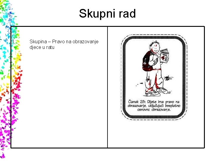 Skupni rad I. Skupina – Pravo na obrazovanje djece u ratu 