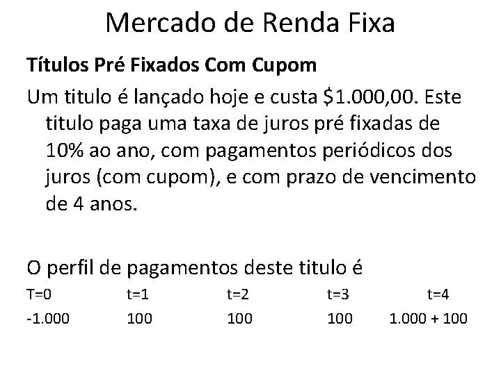 Mercado de Renda Fixa Títulos Pré Fixados Com Cupom Um titulo é lançado hoje