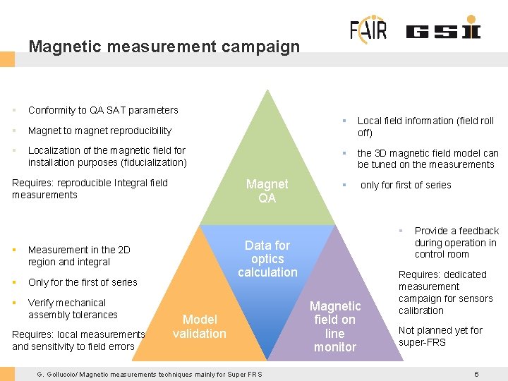 Magnetic measurement campaign § Conformity to QA SAT parameters § Magnet to magnet reproducibility