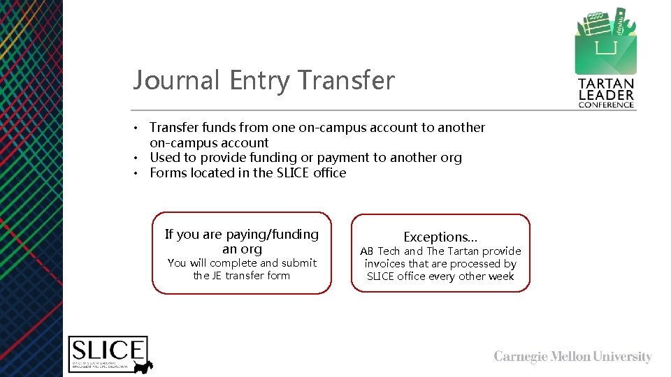 Journal Entry Transfer • Transfer funds from one on-campus account to another on-campus account