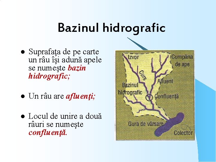 Bazinul hidrografic l Suprafaţa de pe carte un râu îşi adună apele se numeşte