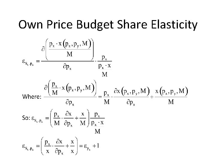 Own Price Budget Share Elasticity 
