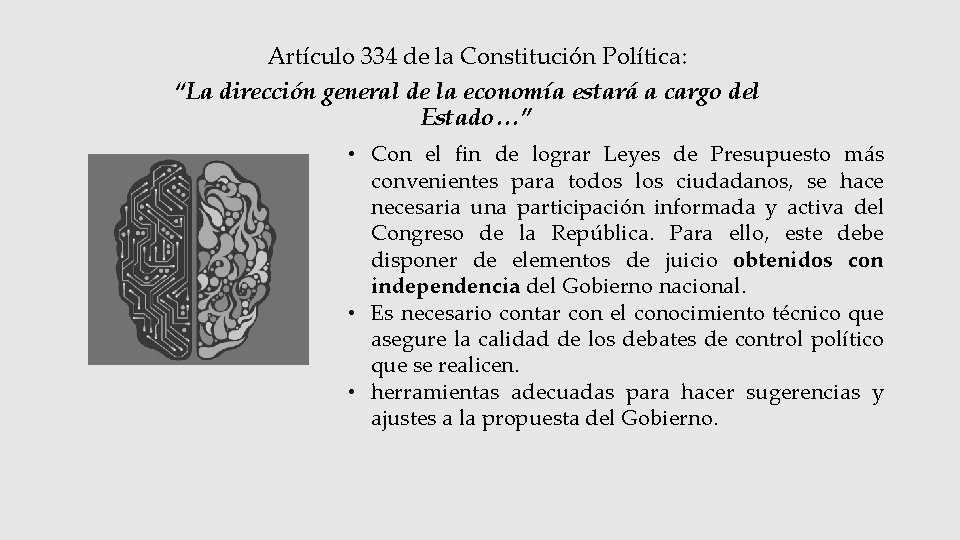 Artículo 334 de la Constitución Política: “La dirección general de la economía estará a