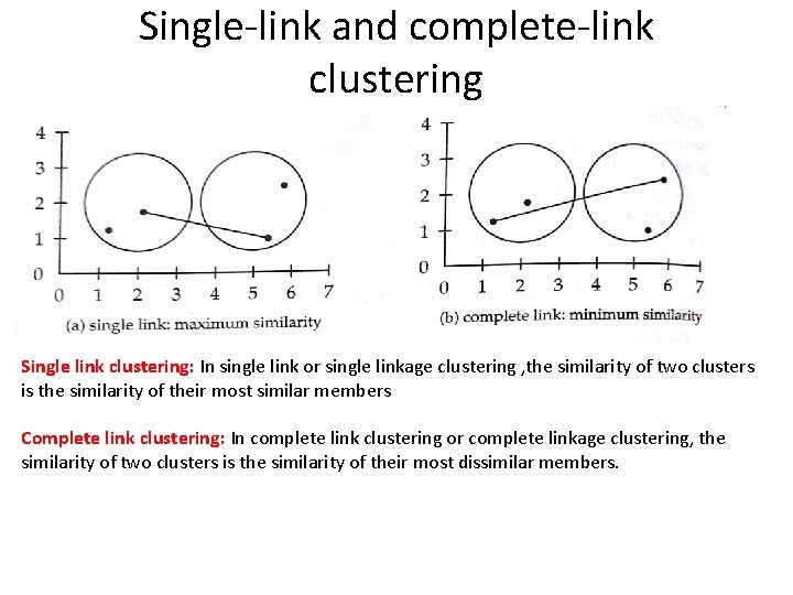 Single-link and complete-link clustering Single link clustering: In single link or single linkage clustering