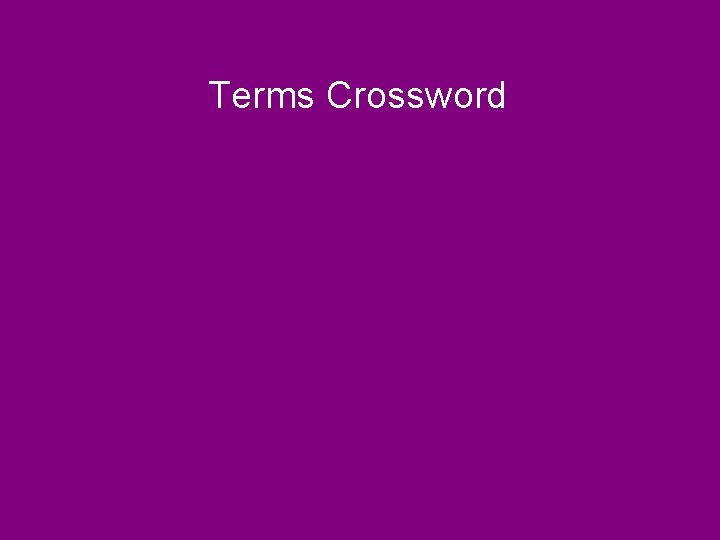 Terms Crossword 