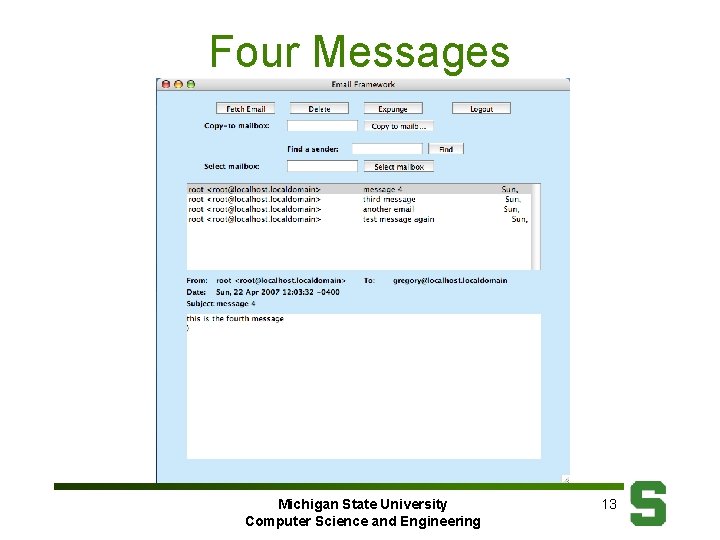 Four Messages Michigan State University Computer Science and Engineering 13 