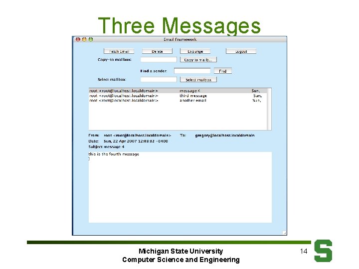 Three Messages Michigan State University Computer Science and Engineering 14 