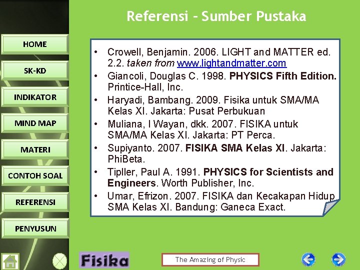 Referensi – Sumber Pustaka HOME SK-KD INDIKATOR MIND MAP MATERI CONTOH SOAL REFERENSI •