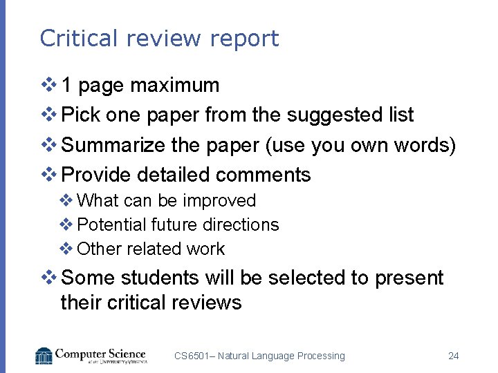 Critical review report v 1 page maximum v Pick one paper from the suggested