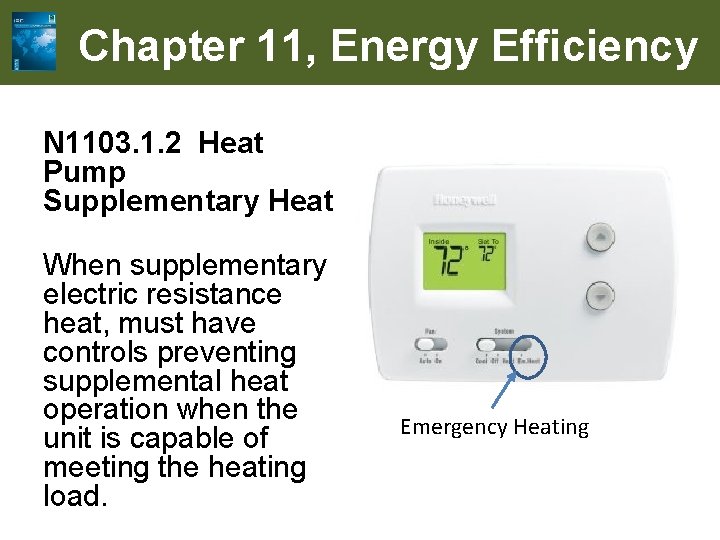 Chapter 11, Energy Efficiency N 1103. 1. 2 Heat Pump Supplementary Heat When supplementary